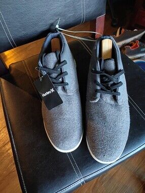 Brand New Hurley Men's Charcoal Gray Knit Lace-Up Sneakers